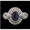 Image 1 : 14KT White Gold 1.02ct Sapphire and Diamond Ring