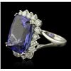 Image 2 : 14KT White Gold 13.13ct GIA Certified Tanzanite and Diamond Ring