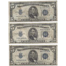 1953 $5 Bill Currency Lot of 3