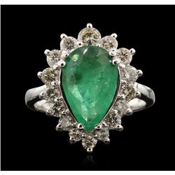 14KT White Gold 2.02ct Emerald and Diamond Ring