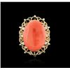 Image 1 : 14KT Yellow Gold 9.59ct Coral and Diamond Ring