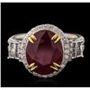 Image 1 : 14KT Two-Tone Gold 5.44ct Ruby and Diamond Ring