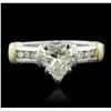 Image 1 : 14KT Two-Tone 1.29ctw Heart Cut Diamond Ring