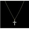 Image 1 : 1.50ctw Opal Cross Pendant With Chain - 14KT Yellow Gold