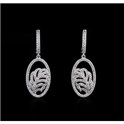 1.03ctw Diamond Dangle Earrings - 14KT White Gold