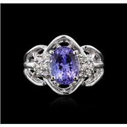 14KT White Gold 2.98ct Tanzanite and Diamond Ring