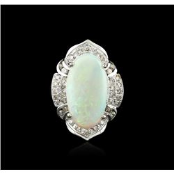 14KT White Gold 12.47ct Opal and Diamond Ring