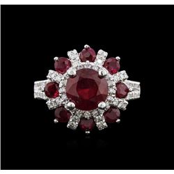 14KT White Gold 4.24ctw Ruby and Diamond Ring