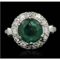 14KT White Gold 2.37ct Emerald and Diamond Ring