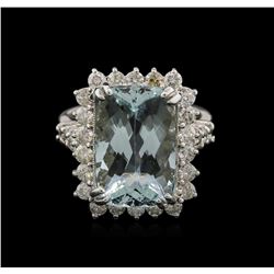 7.46ct Aquamarine and Diamond Ring - 14KT White Gold