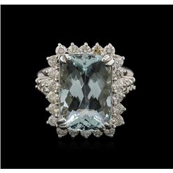 7.46ct Aquamarine and Diamond Ring - 14KT White Gold