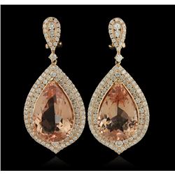 14KT Rose Gold 24.62 Morganite and Diamond Earrings