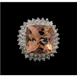 13.86ct Morganite and Diamond Ring - 14KT White Gold