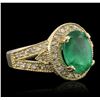 Image 2 : 14KT Yellow Gold 2.81ct Emerald and Diamond Ring