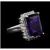 Image 2 : 14KT White Gold 11.22ct Amethyst and Diamond Ring