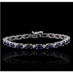 14KT White Gold 12.32ctw Sapphire and Diamond Bracelet