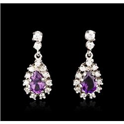 14KT White Gold 2.72ctw Amethyst and Diamond Earrings