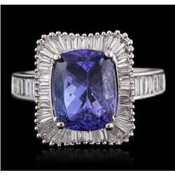 18KT White Gold 4.13ct Tanzanite and Diamond Ring