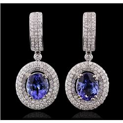 14KT White Gold 5.52ctw Tanzanite and Diamond Earrings