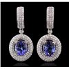 Image 1 : 14KT White Gold 5.52ctw Tanzanite and Diamond Earrings