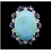 Image 1 : 14KT White Gold 11.82ct Turquoise and Sapphire Ring