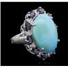 Image 2 : 14KT White Gold 11.82ct Turquoise and Sapphire Ring
