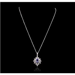 14KT White Gold 2.28ct Tanzanite and Diamond Pendant With Chain