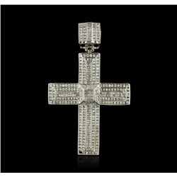 14KT White Gold 5.12ctw Diamond Cross Pendant