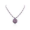 Image 1 : 18KT White Gold 42.63ctw Multi Color Sapphire and Diamond Necklace