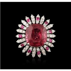 18KT White Gold 17.06ct Pink Tourmaline, Ruby and Diamond Ring