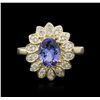 Image 1 : 14KT Yellow Gold 1.50ct Tanzanite and Diamond Ring