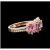 Image 2 : 14KT Rose Gold 1.57ctw Multicolor Sapphire and Diamond Ring