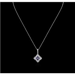 14KT White Gold 0.46ctw Sapphire and Diamond Pendant With Chain