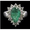 Image 1 : 14KT White Gold 2.23ct Emerald and Diamond Ring