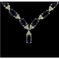 14KT White Gold 22.75ctw Sapphire and Diamond Necklace