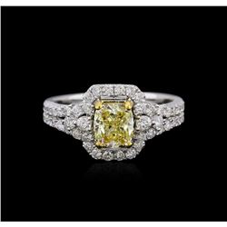 18KT Two-Tone Gold GIA Certified 1.75ctw Fancy Yellow Diamond Ring