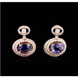 14KT Rose Gold 4.26ctw Tanzanite and Diamond Earrings