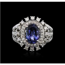 14KT White Gold 3.31ct Tanzanite and Diamond Ring