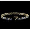 Image 3 : 15.60ctw Blue Sapphire and Diamond Bracelet - 14KT Yellow Gold