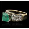 Image 2 : 14KT Yellow Gold 2.27ct Emerald and Diamond Ring