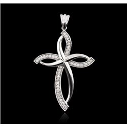 14KT White Gold 0.58ctw Diamond Cross Pendant