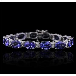 14KT White Gold 27.12ctw Tanzanite and Diamond Bracelet