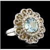 Image 2 : 14KT White Gold 2.65ct Blue Topaz and Diamond Ring