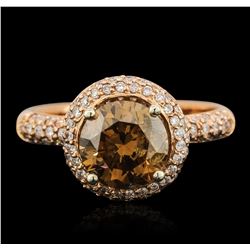 14KT Rose Gold 2.61ctw Brown Diamond Ring