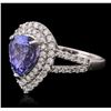 Image 2 : 14KT White Gold 1.71ct Tanzanite and Diamond Ring
