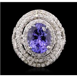 14KT White Gold 5.56ct Tanzanite and Diamond Ring