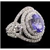 Image 2 : 14KT White Gold 5.56ct Tanzanite and Diamond Ring