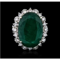 14KT White Gold 13.35ct Emerald and Diamond Ring