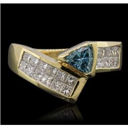 14KT Yellow Gold 0.35ct Blue Diamond Ring