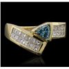 Image 1 : 14KT Yellow Gold 0.35ct Blue Diamond Ring